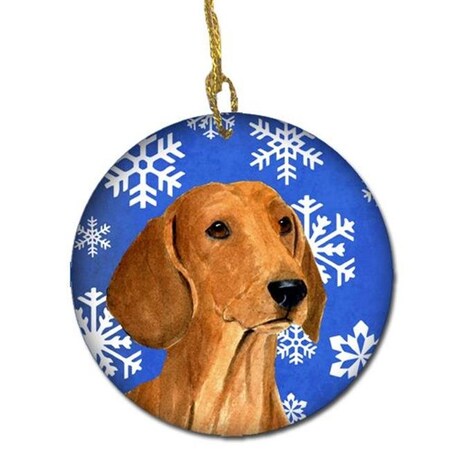Carolines Treasures Carolines Treasures SS4625-CO1 Dachshund Winter Snowflakes Holiday Christmas Ceramic Ornament SS4625-CO1